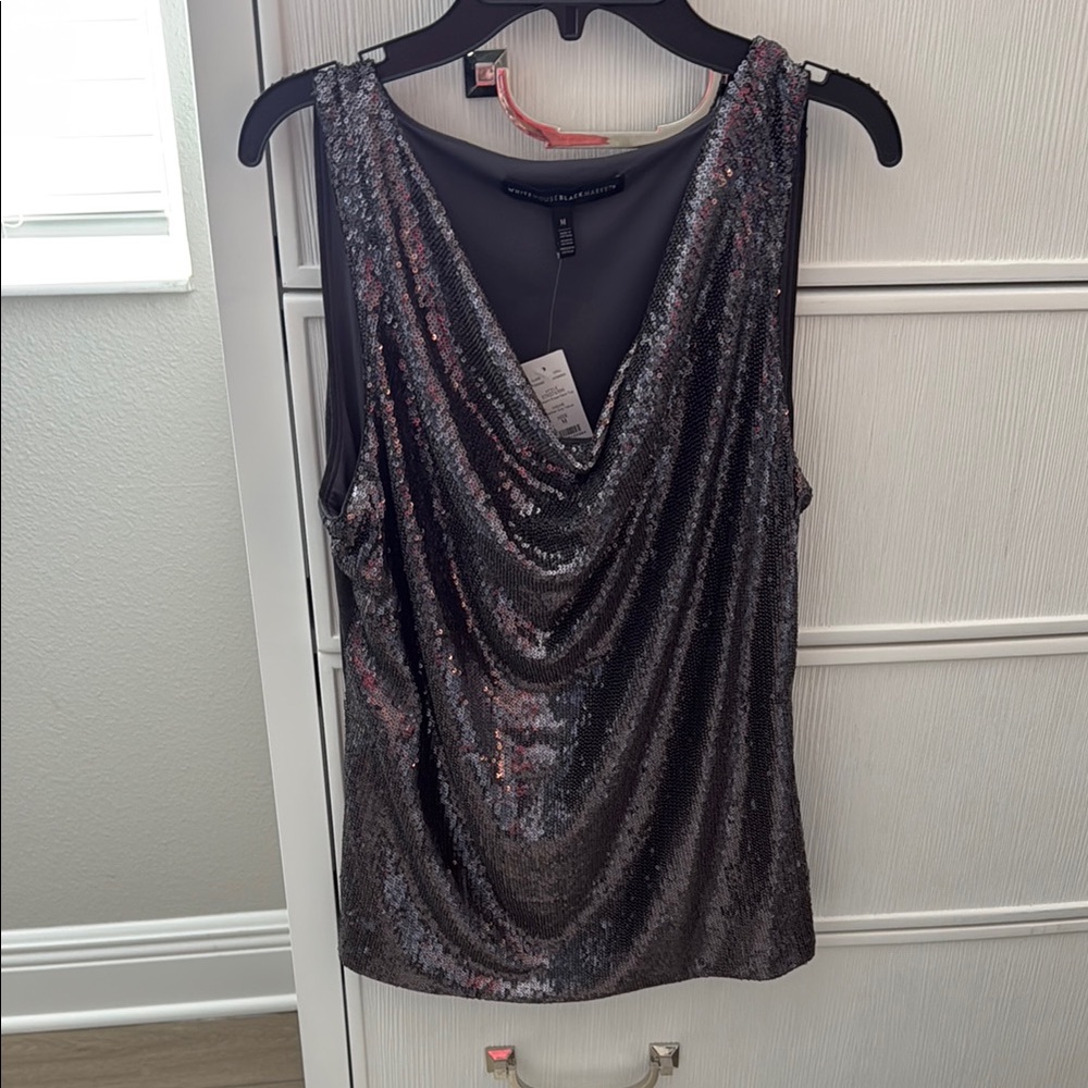 Black Sequin Sleeveless Top